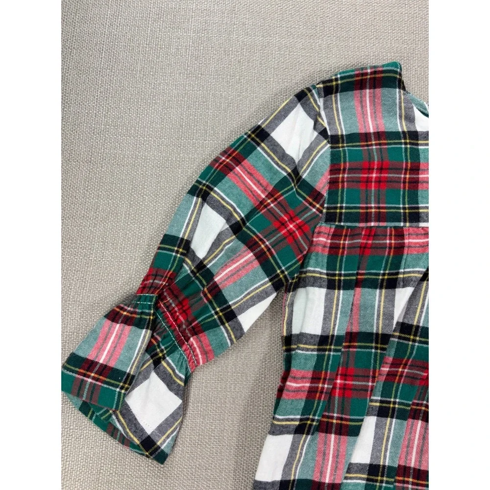 Carter's Girls Red Plaid Holiday Christmas Long Bell Sleeve Flannel Tunic Sz 5